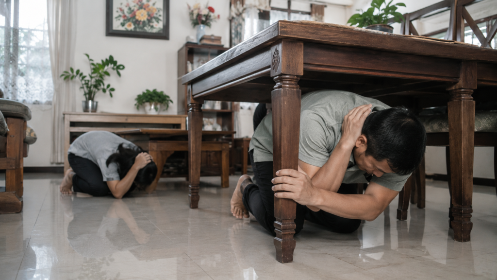 Gempa Flores: Jangan Panik, Ini Pertolongan Pertama yang Wajib Diketahui 5 Simulasi Drop Cover Hold On saat terjadi gempa