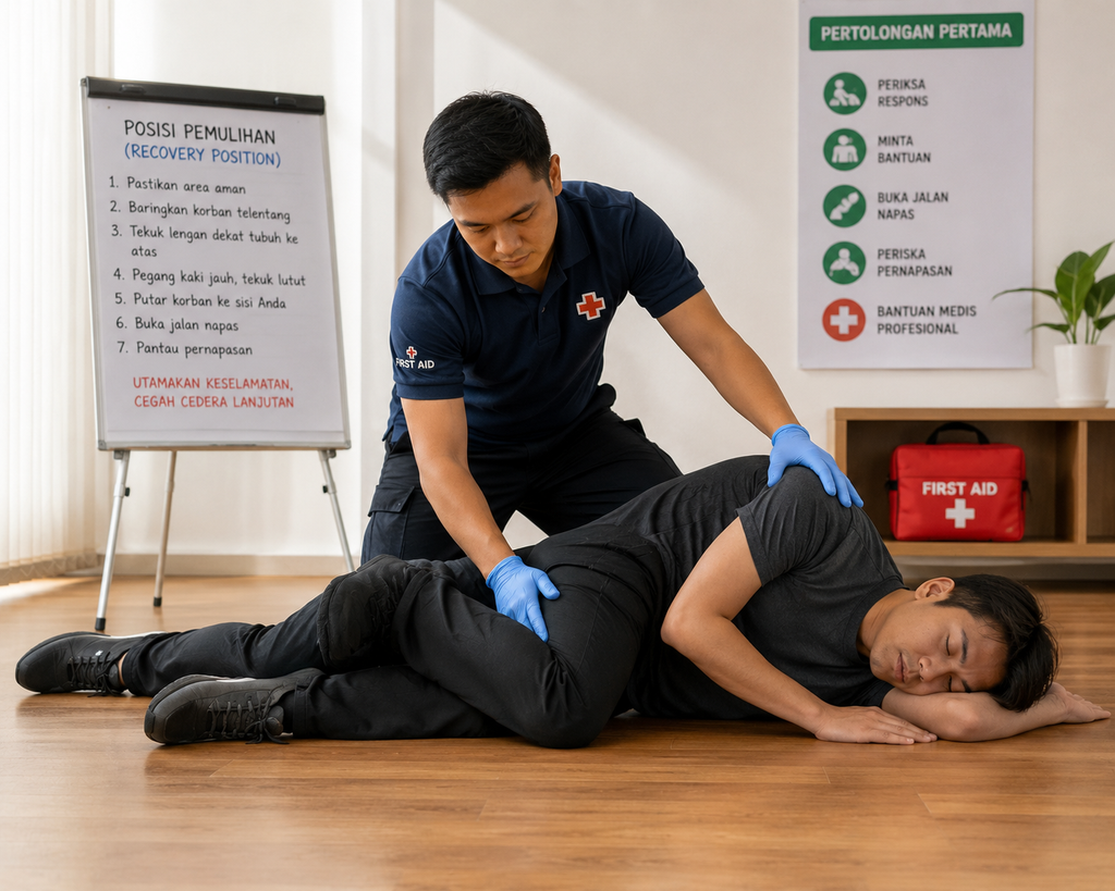 25 Tahun Hari Kesadaran Overdosis Sedunia: Ini Faktanya 7 Panduan peragaan posisi pemulihan recovery position untuk pertolongan pertama darurat overdosis.
